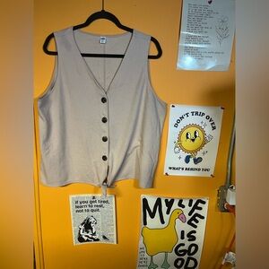 Old Navy Beige Button-Down Tank Top